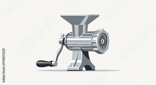 Traditional meat grinder vector illustration, classic kitchen appliance