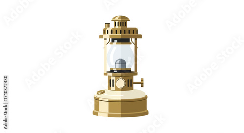 Vector illustration featuring a vintage oil lamp on a white background