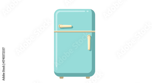 Vibrant aqua refrigerator with vintage charm enhancing interior design