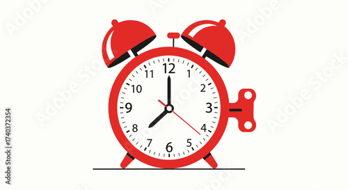 Vibrant red alarm clock illustration signifying punctuality and schedule