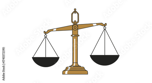 Vintage golden balance scale symbol representing fairness and equality