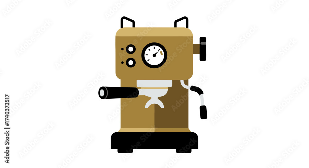 Fototapeta premium Vintage Style Espresso Machine with Simplified Flat Vector Design