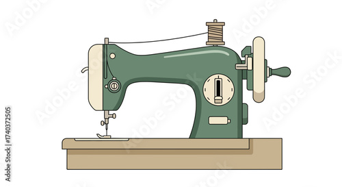 Vintage sewing machine illustration evokes nostalgic crafting memories