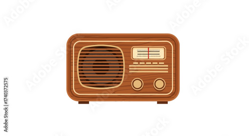 Vintage Wood Radio Illustration Representing Nostalgia and Classic Design