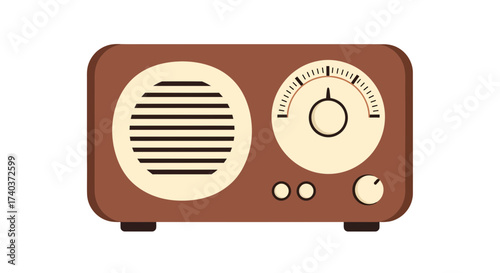 Vintage-inspired radio illustration with a classic, nostalgic design element