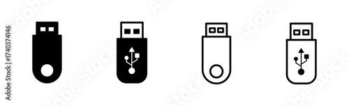 Usb icon set. Flash disk icon vector