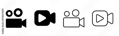 Video icon set. video camera icon vector. movie sign. cinema