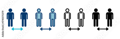 Social distancing icon vector isolated on white background. Keep distance sign. Coronavirus. Social Distancing and Self Quarantine.