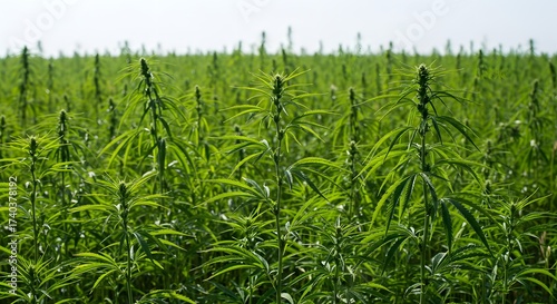 Industrial Hemp Field: Sustainable Agriculture and Biomass Production