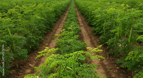 Moringa Oleifera Field: Sustainable Agriculture and Superfood Crop