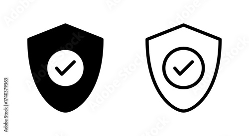 Shield check mark icon symbol for apps and websites. Protection approve sign. Insurance icon
