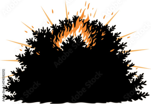 Black Vector Silhouette: Burning Bush (Divine Presence)	
