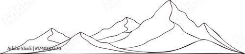 Detailed Mountain Range Outline with Sharp Peaks and Ridges 1.