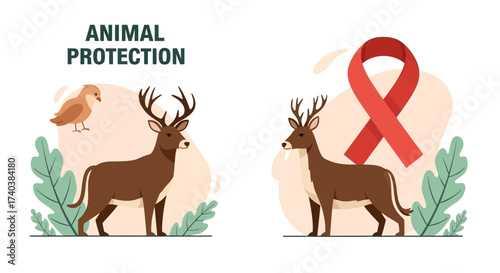 World Animal Welfare day. Wild Life Protection. Protect animal habitat. Ecological awareness. Take responsibility.