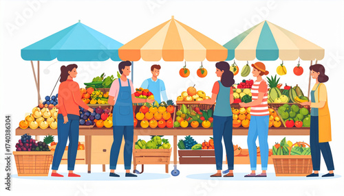 Summer Fruit Market Scene