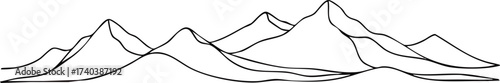 Monochrome Mountain Range A Serene Landscape of Peaks and Valleys.