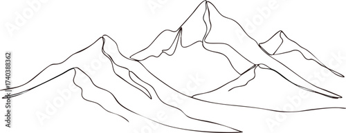 Monochrome Mountain Range Sketch A Study in Line and Form.