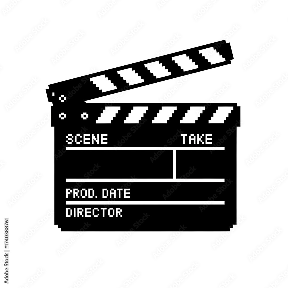 Fototapeta premium Pixel-art film clapperboard