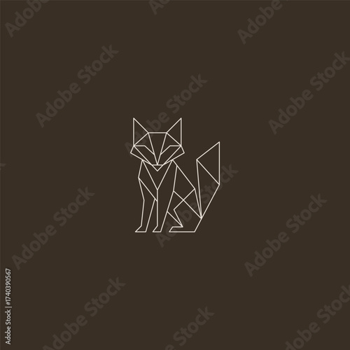 Fox animal line art clever minimalist logo design.