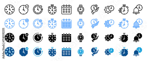 Time icon sheet multiple concept,style and collection