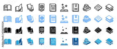 Book icon sheet multiple concept,style and collection