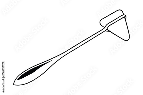 Line drawing illustration of a medical reflex hammer for neurological examination.
