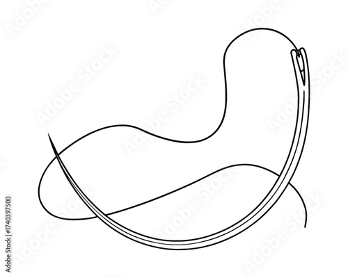 Sewing Needle and Thread Illustration: A Close-Up of Crafting Supplies, Minimalist Art