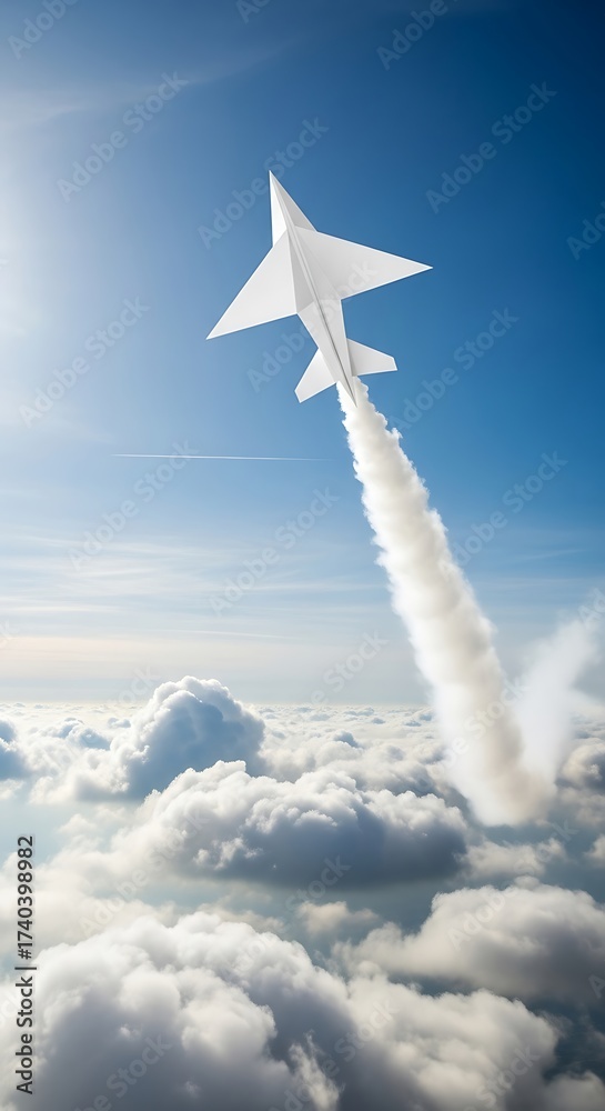 Fototapeta premium Jet Plane Soaring Through Clouds.