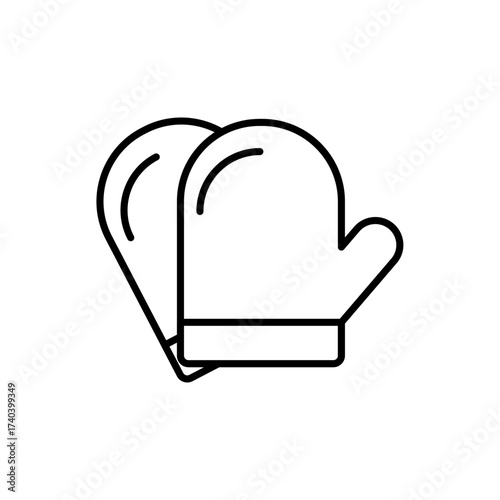 Gloves icon, vector line isolated on white background. Trendy and modern design.