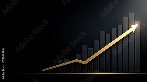Gold Arrow Showing Growth on Chart in Dark Background Visual