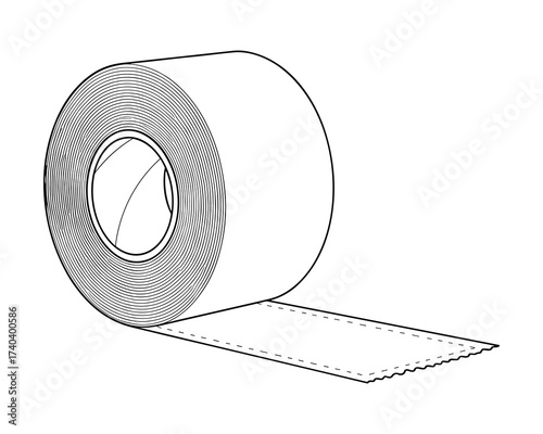 Roll of transparent adhesive tape, illustration. Office supply tool for fastening.