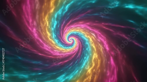 Dynamic Colorful Spiral Vortex With Glowing Neon Light and Abstract Motion Background