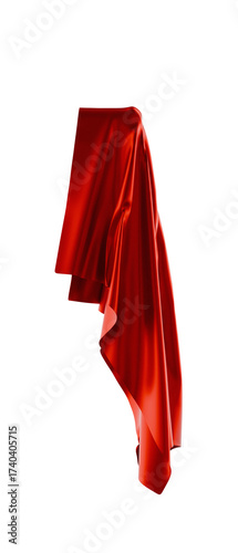 Photography silky red draped cloth, on transparent background