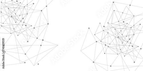 Technology abstract white digital background of connected dot with black line .many squares and rectangle shapes .Internet connection network high digital technology with connecting points and