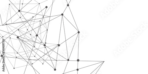 Technology abstract white digital background of connected dot with black line .many squares and rectangle shapes .Internet connection network high digital technology with connecting points and