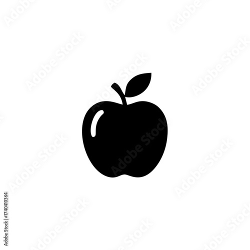 Ripe apple with a single leaf sits isolated on a white surface, symbolizing health, nutrition, and a simple, minimalist aesthetic.