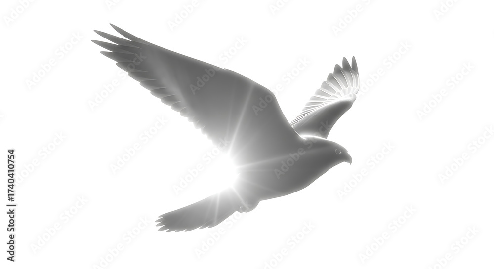 Obraz premium Majestic eagle soaring majestically with sunbeams highlighting its powerful wings