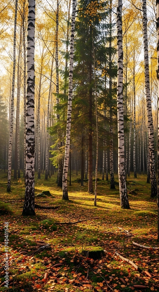 Fototapeta premium Autumn Forest Sunlight.