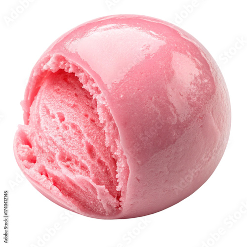 Indulge in a scoop of refreshing pink ice cream, perfect for summer treats and sweet dessert cravings, ideal for food blogging or restaurant menus