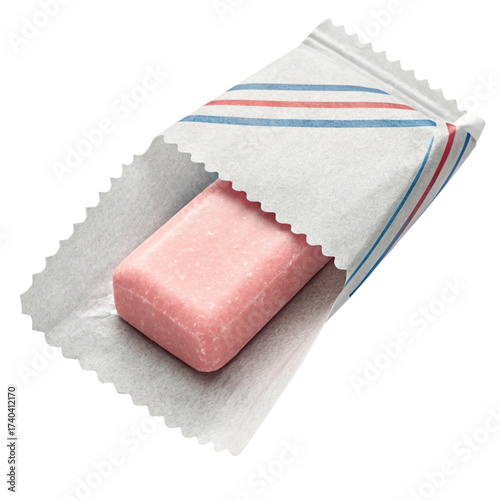 Delicious bubblegum delight in nostalgic wrapper for playful youth marketing, sweet temptation, and flavorful treats, perfect for confectionery designs