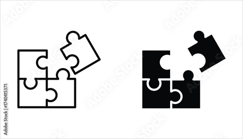 puzzle icon set. editable icons, can be used in logo, UI and web design, Flat illustration of vector icon on white background.