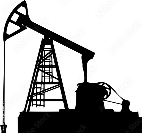 Silhouette vector illustration of an oil pump jack, a powerful symbol of the petroleum industry and fossil fuel energy extraction