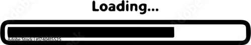 A monochrome vector illustration of a user interface element, a classic loading progress bar signifying a task or download is in completion