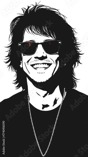 Portrait of a male musician isolated on white background.