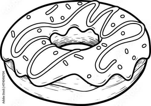 A donut with glaze coloring page concept
