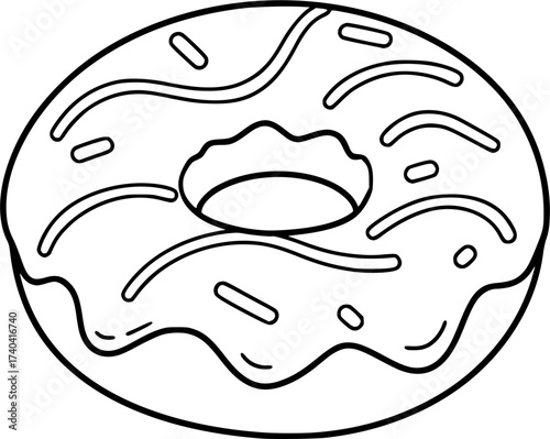 A donut with glaze coloring page concept
