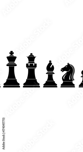 Chess Pieces in a Row.