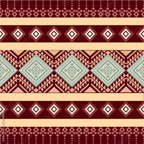 Dark Red Tribal Stripe Seamless Pattern