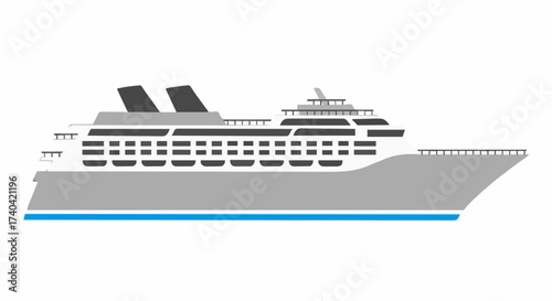 Vector illustration of a large cruise ship side view.