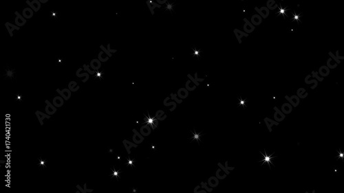twinkling stars glow fields flying in galaxy space starburst light. alpha Beautiful stars twinkling at night. luxury small white stars on black background, retro sparkles blinking. White glowing twink